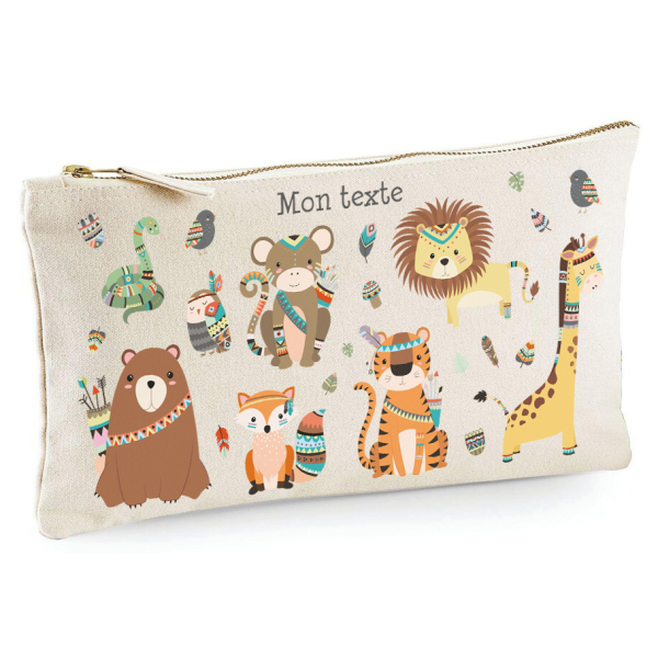 Trousse 20x11 cm - Animaux de la jungle Indiens