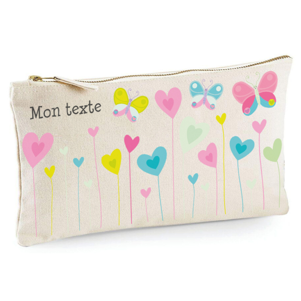 Trousse 20x11 cm - Fleurs Coeurs