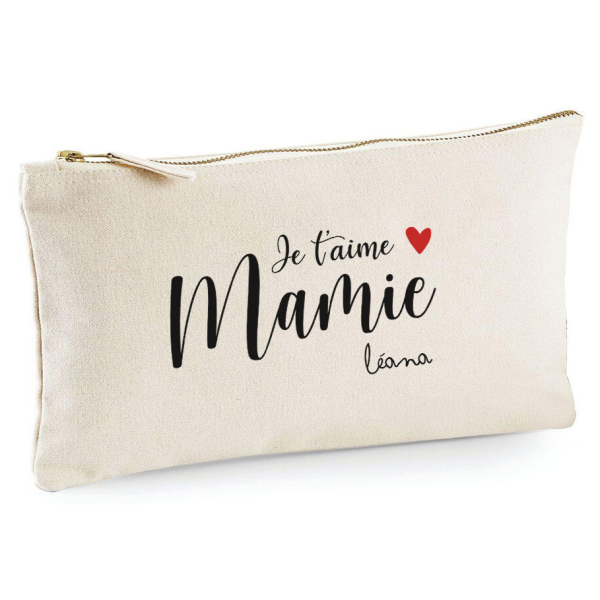 Trousse 20x11 cm - Je t'aime Mamie avec Prénom