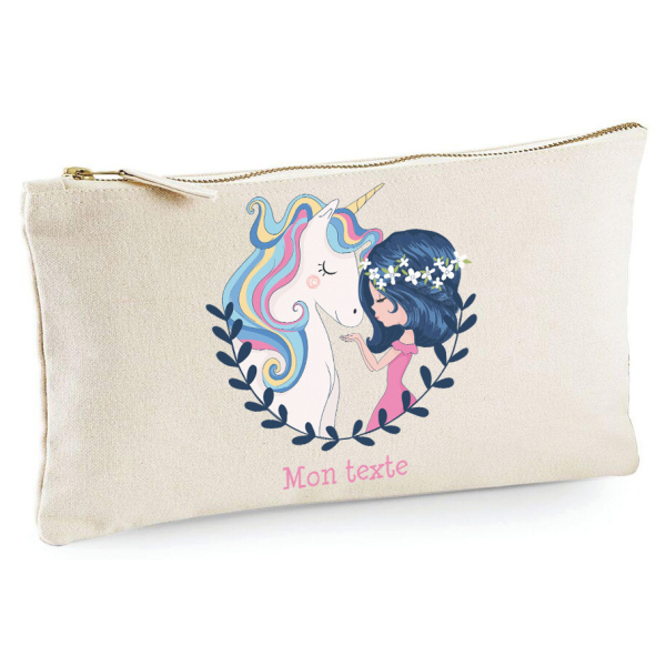 Trousse 20x11 cm - Licorne et petite fille